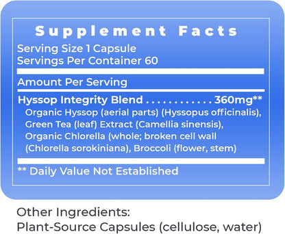 Premier Research Labs Hyssinol - Organic Hyssop Herb with Green Tea Extract, 60 Vegetarian Capsules