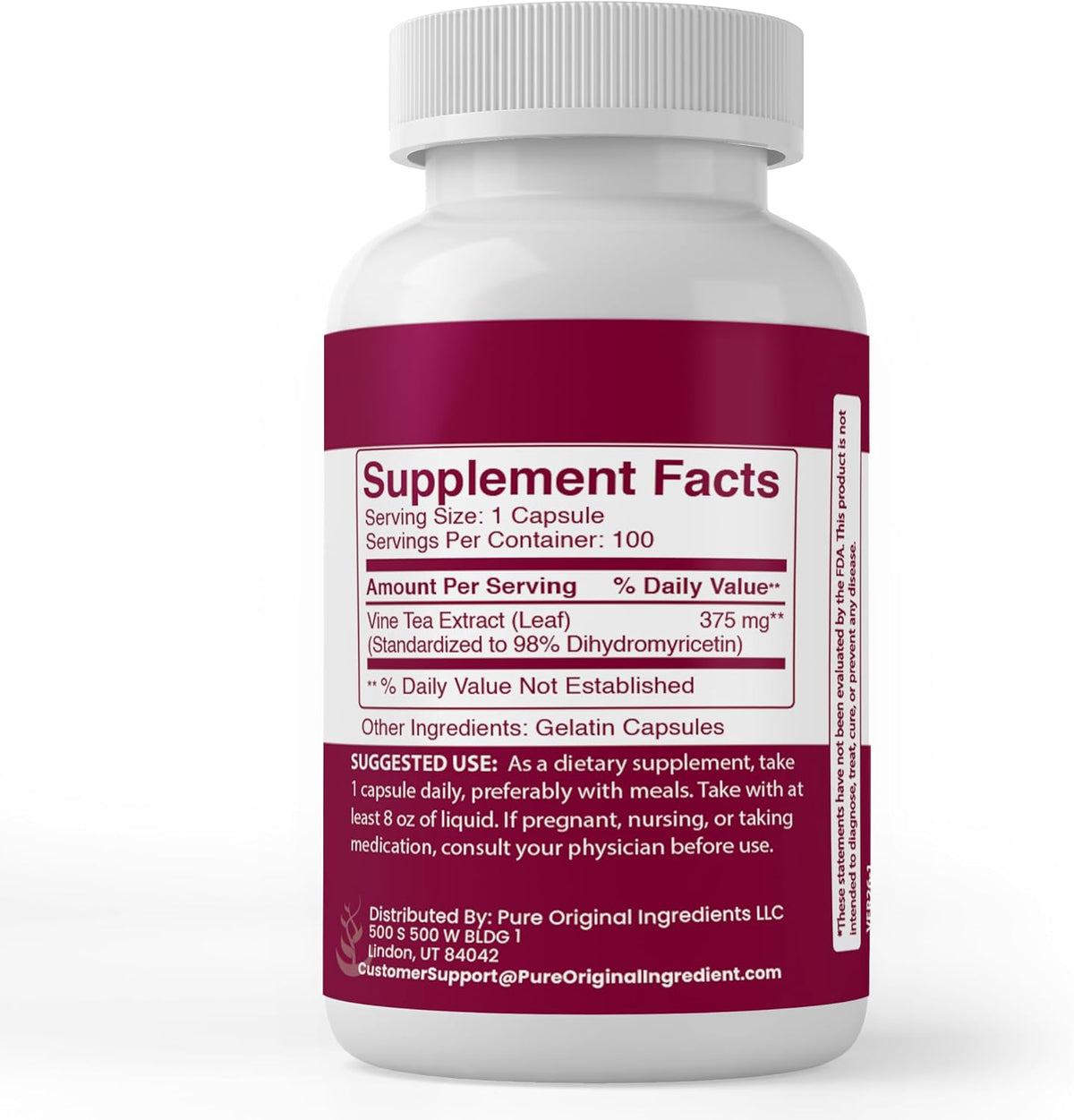 Pure Original Ingredients DHM (Dihydromyricetin) - 100 Capsules, Pure, No Additives, Lab Verified - görsel 2