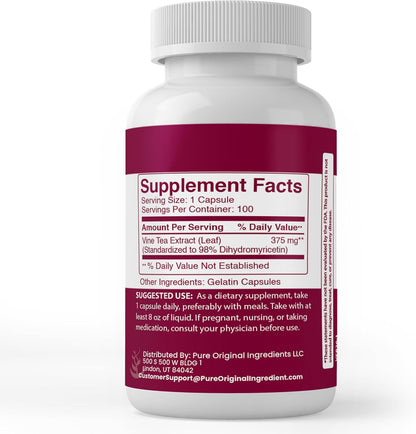 Pure Original Ingredients DHM (Dihydromyricetin) - 100 Capsules, Pure, No Additives, Lab Verified
