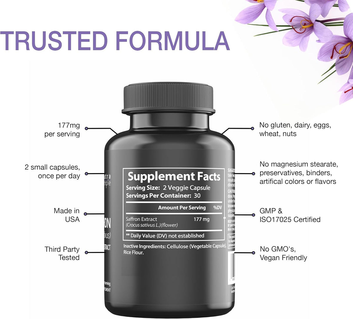 Saffron Supplements 177mg, Pure Saffron Extract – Natural Mood and Energy Support for Women and Men - görsel 3