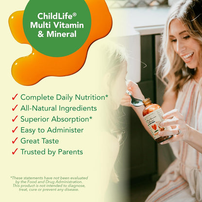 CHILDLIFE ESSENTIALS Kids Multivitamin & Mineral - Liquid Multivitamin for Children - Natural Orange & Mango Flavour - 240 ml (Pack of 4)