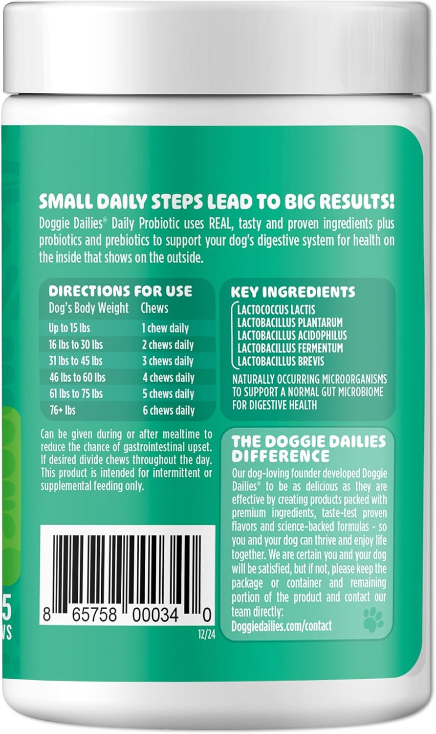 Doggie Dailies Probiotics for Dogs – Advanced Dog Probiotics with Prebiotics – Promotes Digestive Health – Supports Immune System (Pumpkin) 225 Soft Chews - görsel 10