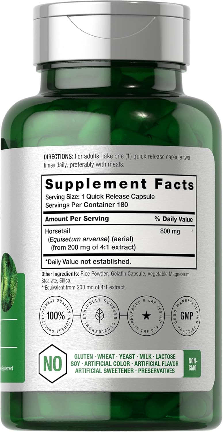 Horbäach Horsetail Supplement | 180 Capsules | Traditional Herbal Extract | Non-GMO & Gluten-free - görsel 2
