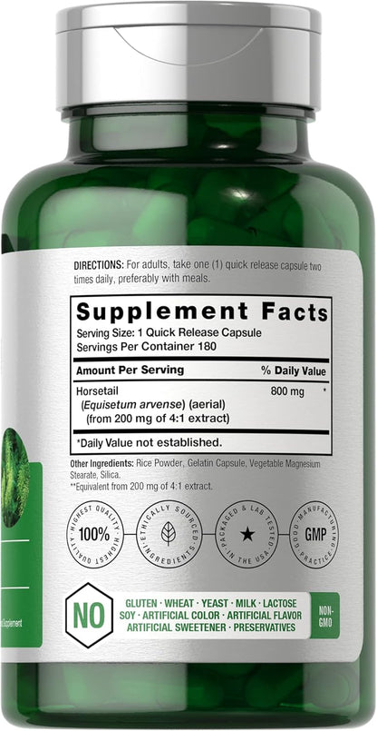 Horbäach Horsetail Supplement | 180 Capsules | Traditional Herbal Extract | Non-GMO & Gluten-free
