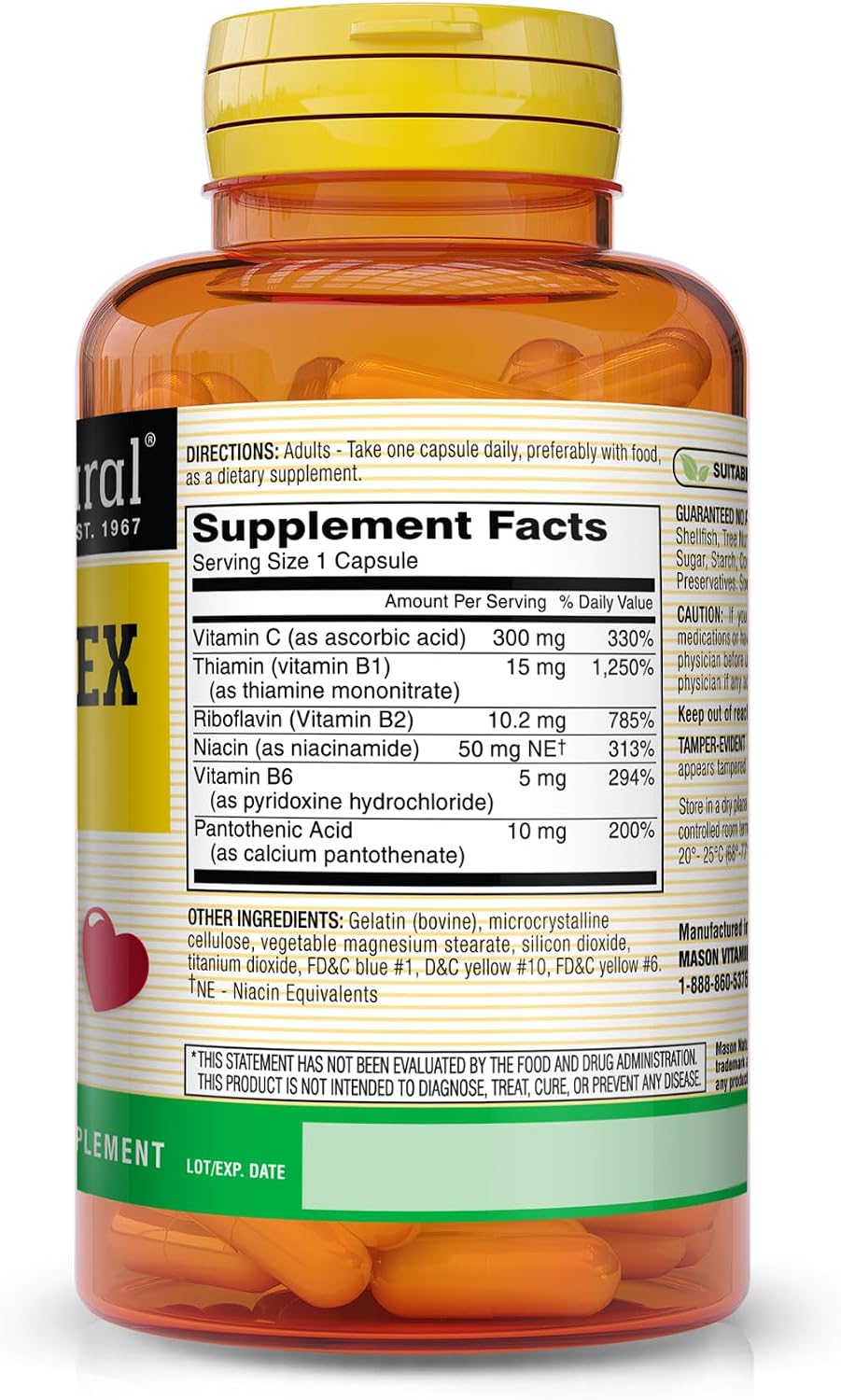 MASON NATURAL B-Complex with Vitamin C – 100 Capsules - görsel 2
