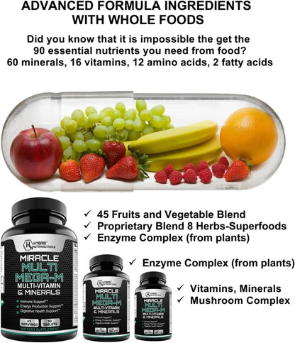 MEGA-M Multivitamin for Men and Women (with Superfoods, Mushrooms and Enzymes)