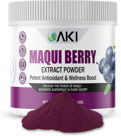 AKI Maqui Berry Extract Powder – Wild Harvested from Patagonia, Freeze-Dried Superfruit, 150g