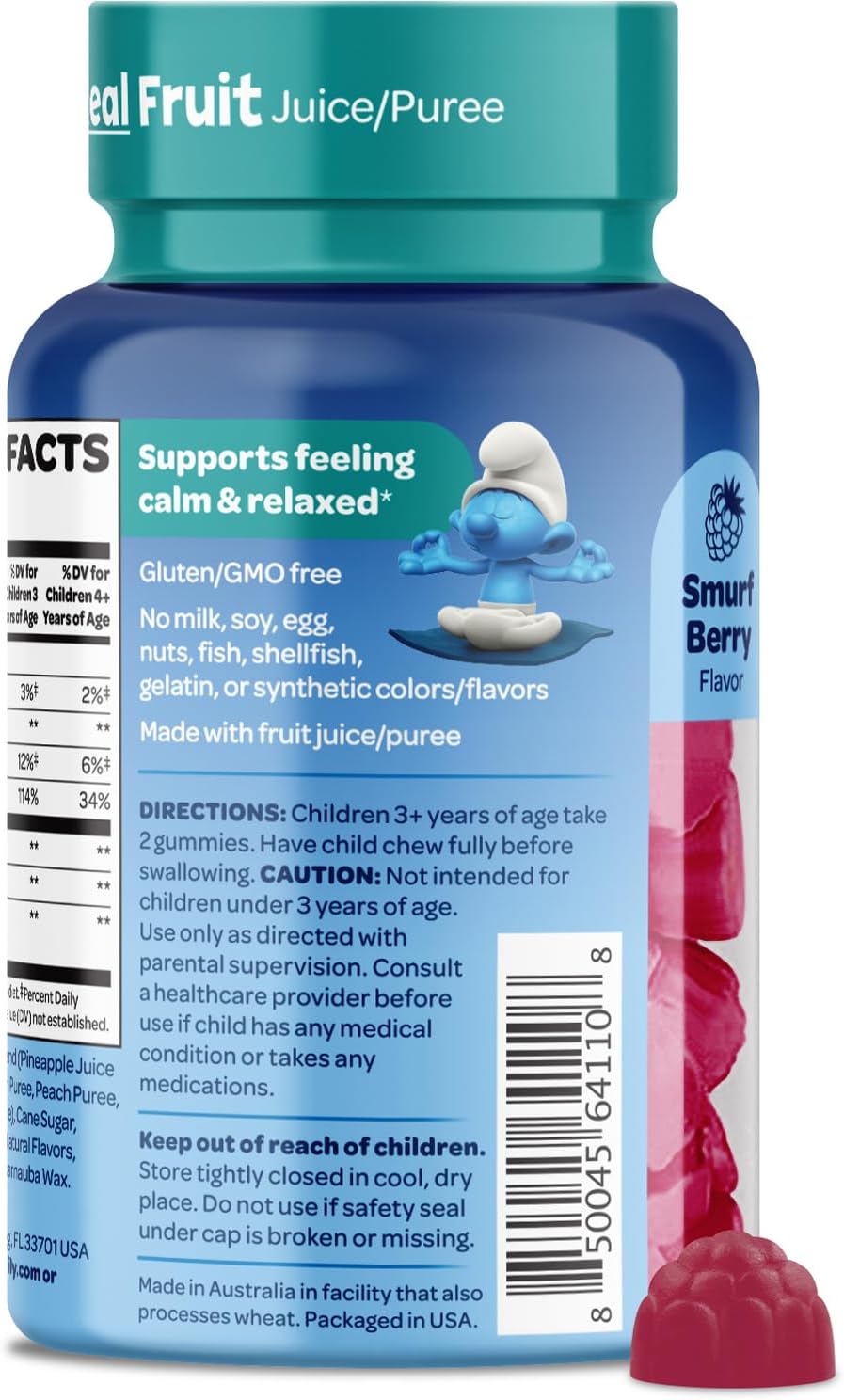 Smurfs Kids Calm Gummies | Calming Gummies with Lemon Balm & L-Theanine | Doctor Formulated | 20 Servings - görsel 8