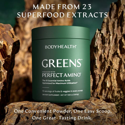 BodyHealth Perfect Greens Formula - Superfood Green Apple Smoothie Powder (30 Servings)