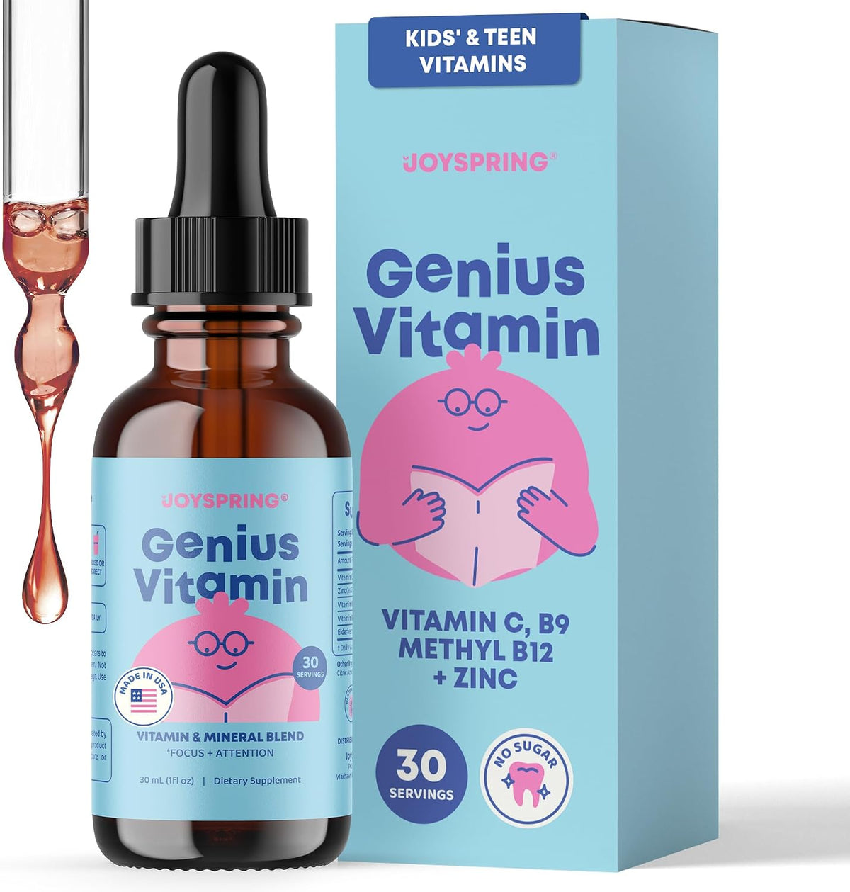 JoySpring Kids B Complex | Liquid Drops with Elderberry, Zinc & Vitamin C | 30 ml | 30 Servings - görsel 1