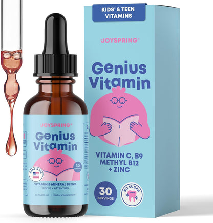 JoySpring Kids B Complex | Liquid Drops with Elderberry, Zinc & Vitamin C | 30 ml | 30 Servings
