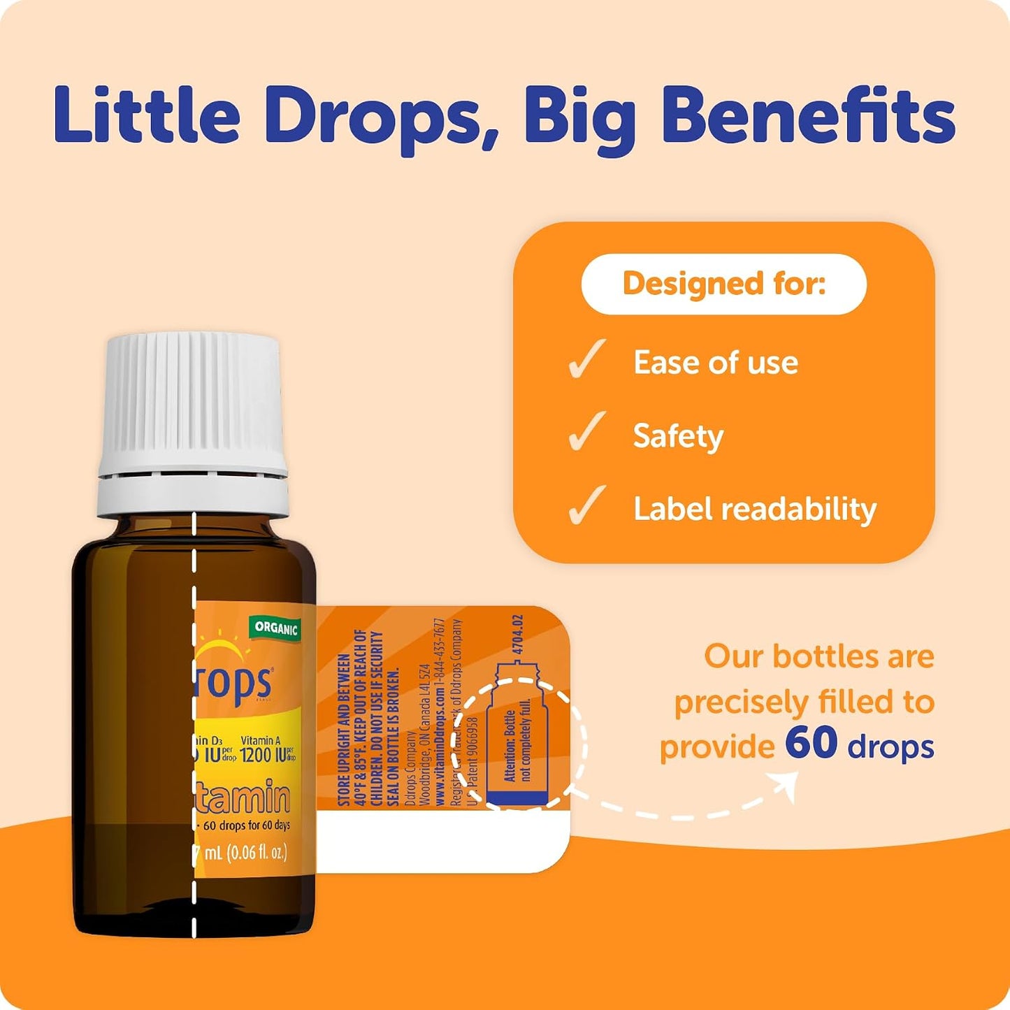 Ddrops® Baby Organic Liquid Vitamins A&D Drops for Babies, 60 Drops - görsel 2
