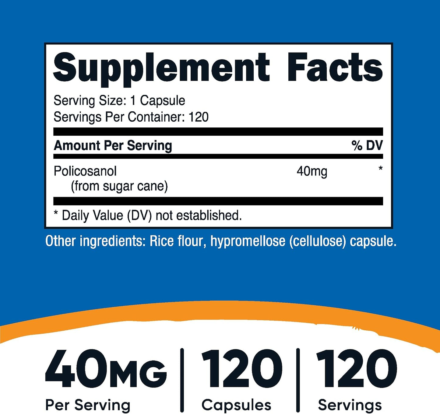 Nutricost Policosanol 40mg, 120 Capsules - Gluten-free, Non-GM, and Vegetarian Friendly - görsel 2
