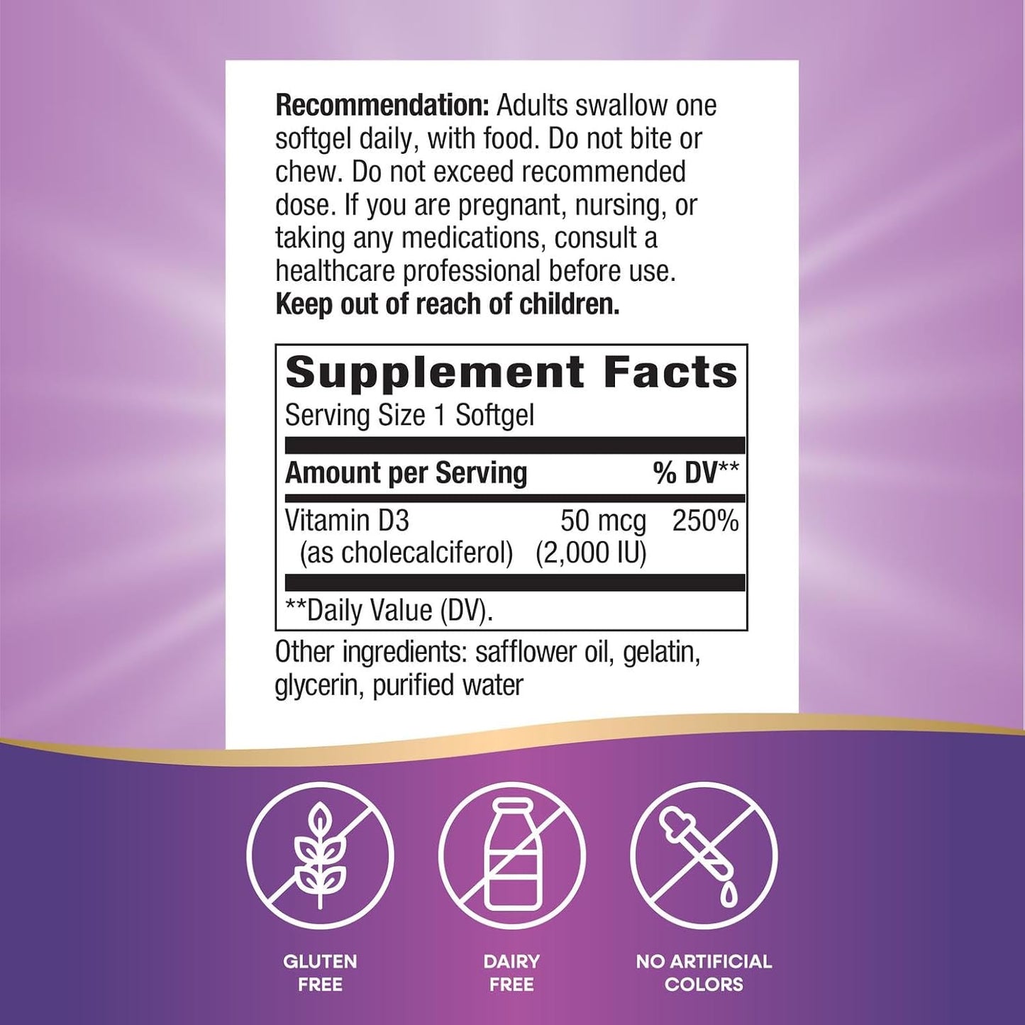 Nature's Way Vitamin D3, 2000 IU, 240 Softgels - görsel 5