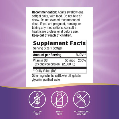 Nature's Way Vitamin D3, 2000 IU, 240 Softgels