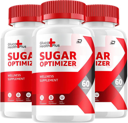 Gluco Health Plus Capsules – Sugar Optimiser Advanced Supplement, All Natural Formula (3 Pack - 180 Capsules)