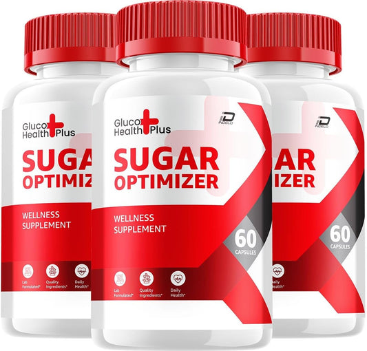 Gluco Health Plus Capsules – Sugar Optimiser Advanced Supplement, All Natural Formula (3 Pack - 180 Capsules)