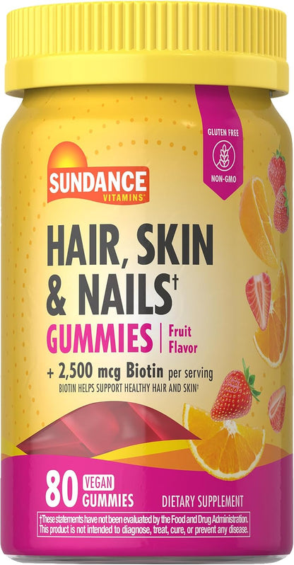 Sundance Hair, Skin and Nails Gummies with – Biotin (2,500 mcg) for normal hair, skin and nails – Image 1