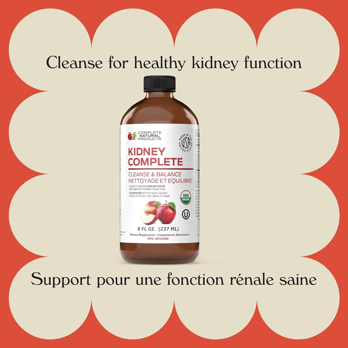 Complete Natural Products Kidney Complete - 227ml Organic Liquid for Kidney Support, Cleanse & Detox with Apple Cider Vinegar, Lemon & Organic Chanca Piedra - görsel 2