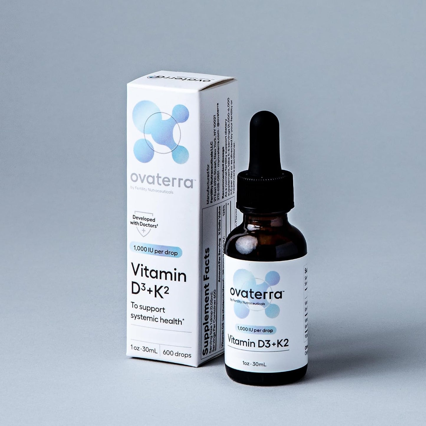 Ovaterra Vitamin D3 & K2 Liquid Drops - 1,000 IU D3 + 25 mcg K2 MK-7, Natural Lemon Flavour, 600 Drops (10-Month Supply) - görsel 2