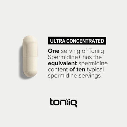 Toniiq 22mg Ultra Concentrated Spermidine Supplement – Spermidine Supplements for Men and Women – Rice Germ Extract and Trihydrochloride Complex Blend – 60 Vegetarian Capsules – 30 Servings