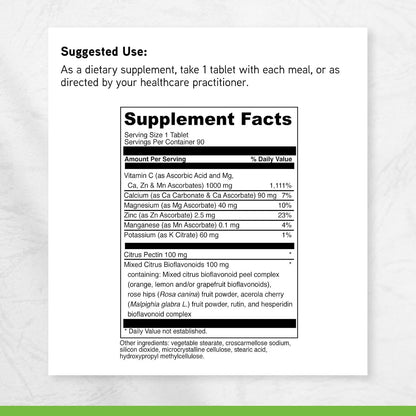 DAVINCI Labs Poten-C: Vitamin C with Minerals & Bioflavonoids for Immune and Collagen Support - 90 Tablets