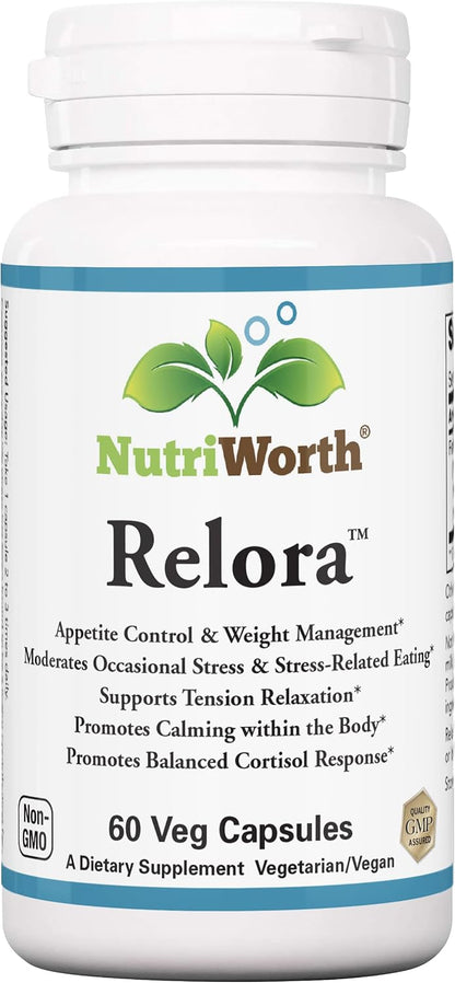 NutriWorth Relora - Stress & Weight Management Supplement, 300 mg Vegetable Capsules, 60 Capsules