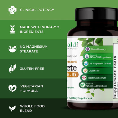EMERALD LABS Complete 1-Daily Multi - Complete Multivitamin for Men & Women with Vitamin C, Methylated Folate, Whole-Food Blend & More - 30 Vegetable Capsules