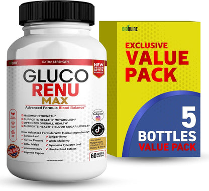BIOQUIRE Gluco Max Ultra Food Supplement, 60 Capsules, Maximum Strength