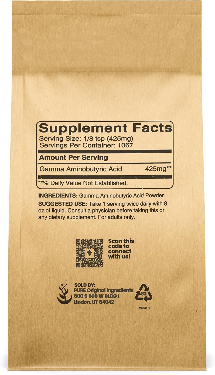 Pure Original Ingredients Gamma Aminobutyric Acid (GABA) Powder (454 g) - görsel 2