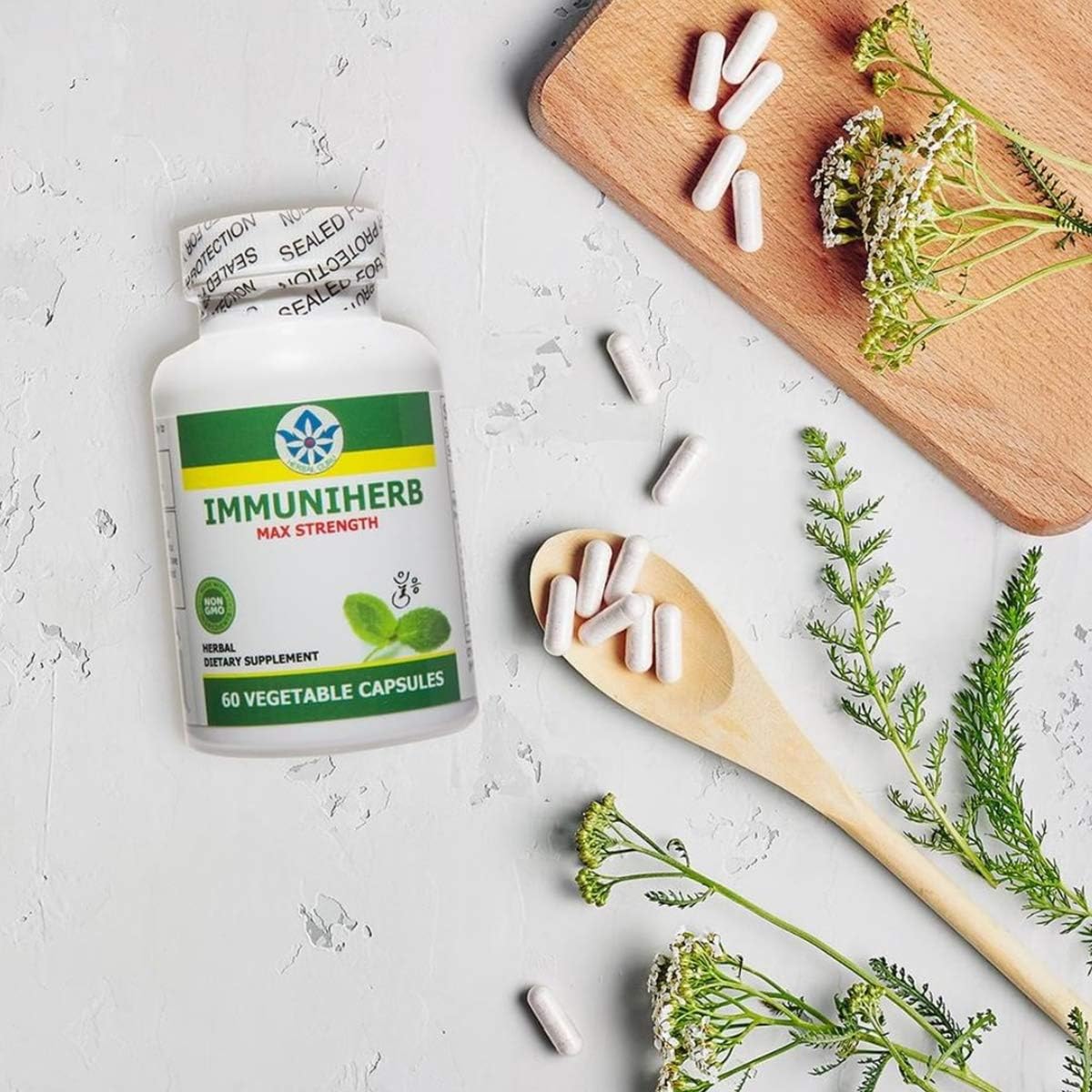 Immuniherb Immune Support Supplement – Herbal Immunity with Ginger, Forsythia, Liquorice Root, Vitamin C & Zinc – 60 Veg Capsules - görsel 8
