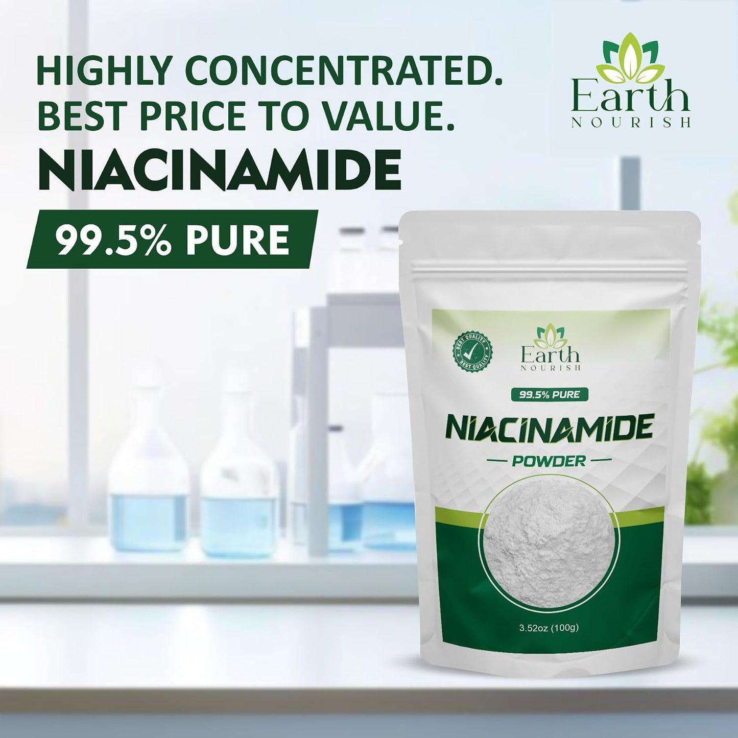 Earth Nourish Niacinamide Powder, 100g - Cosmetic Grade for DIY Skin care Formulations - görsel 3