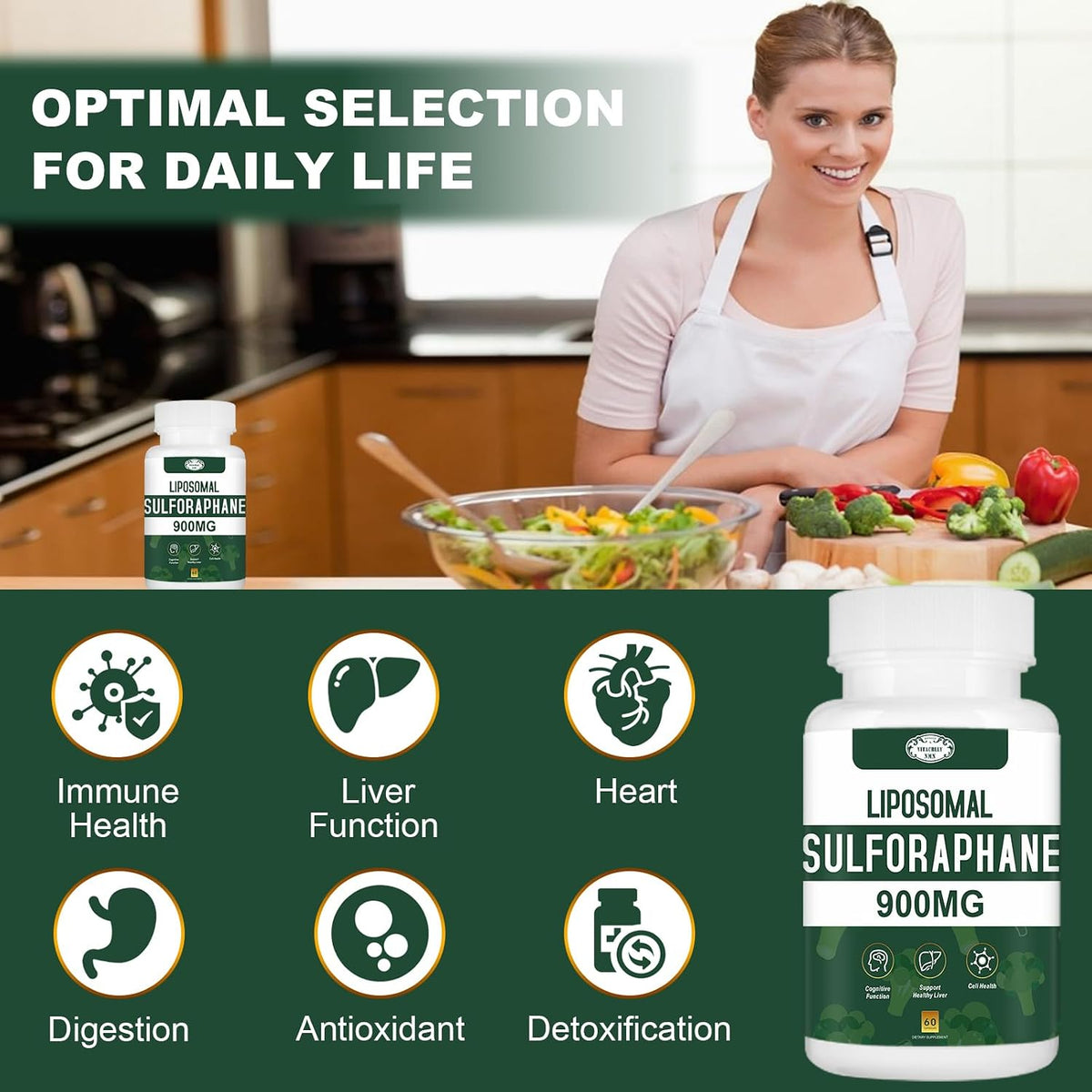 Liposomal Sulforaphane Supplement - 900mg Broccoli Extract - 60 Capsules - görsel 4