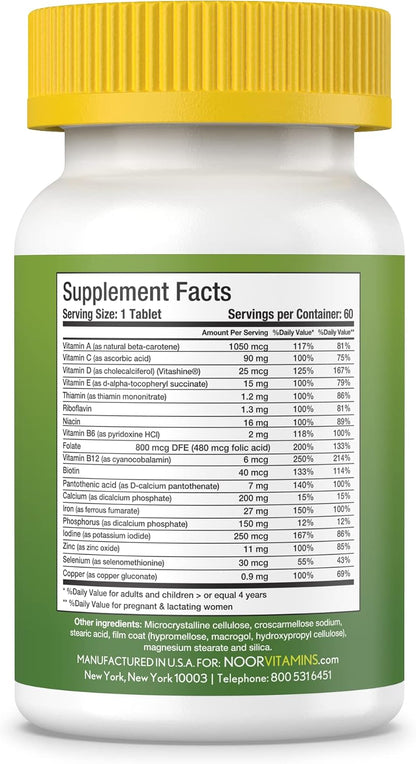 Noor Vitamins Halal Women's Multivitamin & Mineral – Vegan, Once Daily, 2-Month Supply