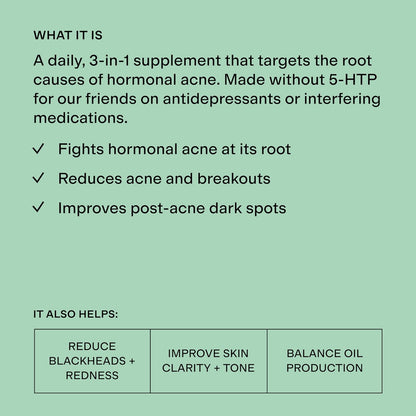 CLEARSTEM - MINDBODYSKIN Hormonal Acne Supplement (No 5-HTP) - Natural DIM Supplement - Skin care Vitamins - Hormone Balance, Antioxidants - Gluten-Free, Cruelty-Free - 30 Servings, 90 Capsules