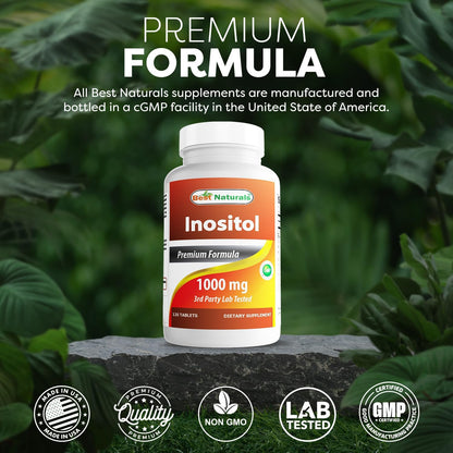 Best Naturals Inositol 1000mg 120 Tablets – Also Known as Vitamin B8