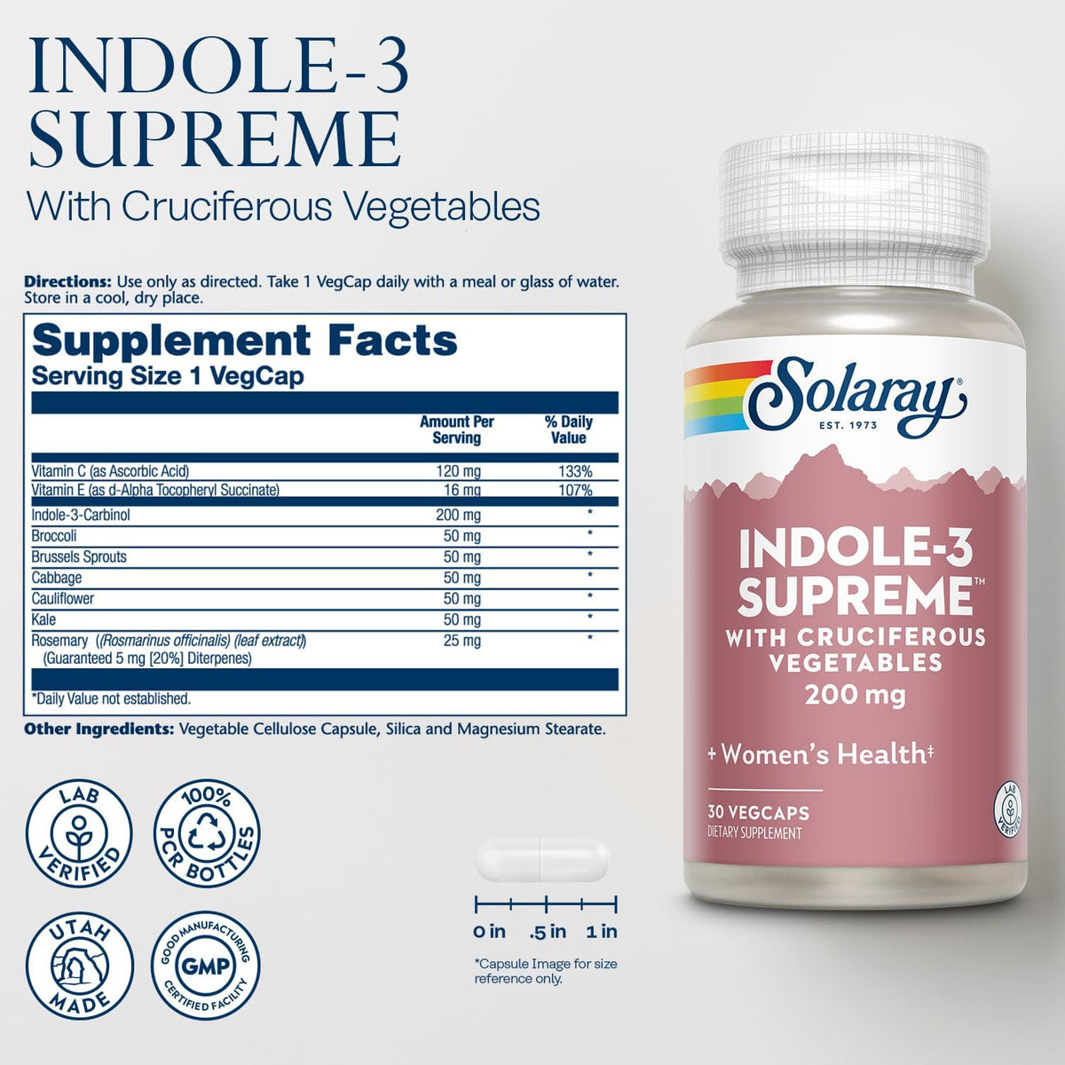 SOLARAY Indole-3 Supreme with Cruciferous Vegetables - görsel 2