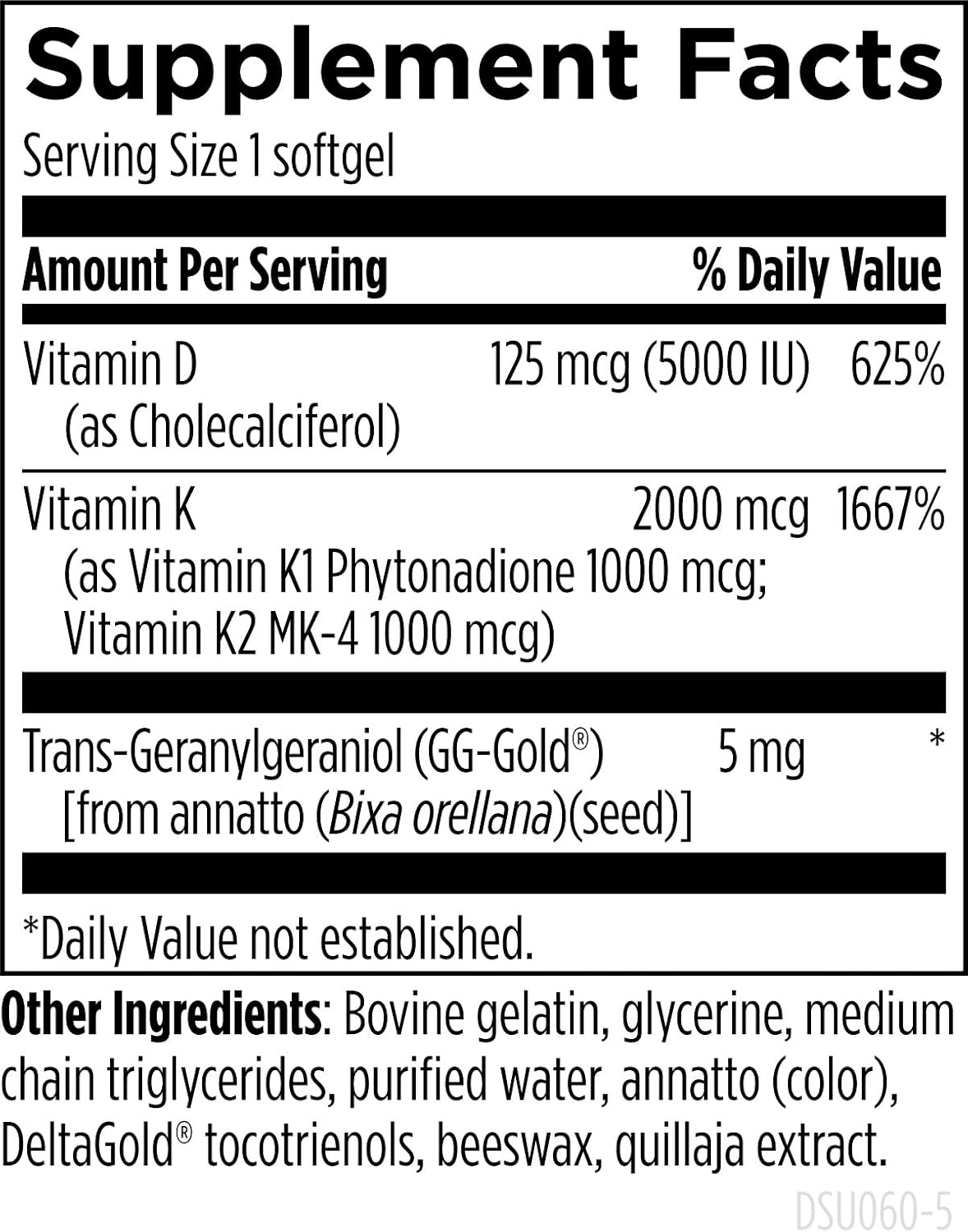 Designs for Health D-Evail Supreme - 5,000 IU Vitamin D3 with K1, K2 (MK-4) & Geranylgeraniol (60 Softgels) - görsel 5