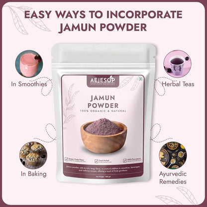 Organic Jamun Powder (Indian BlackBerry, Jambu, Java Plum) - from Eugenia Jambolana Seed, 200g