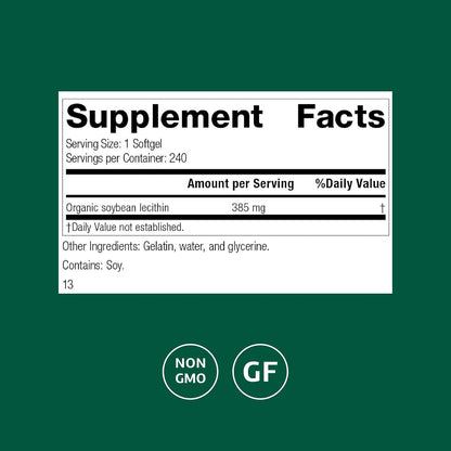 Standard Process Soya Lecithin - Cognitive & Liver Health Support - 240 Softgels