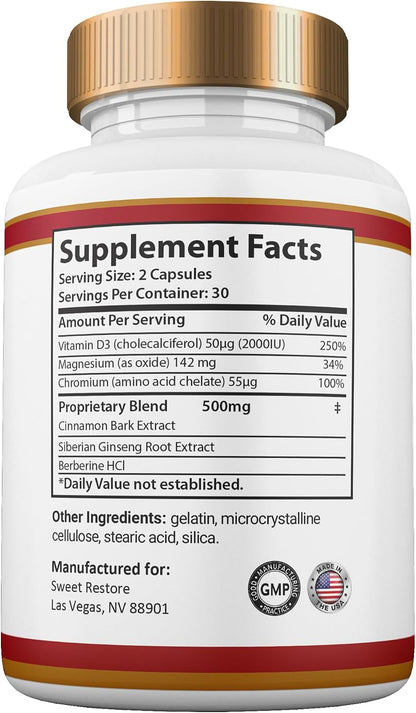 Sweet Restore Capsules – All-Natural Maximum Strength Glyco Pills, 2 Months' Supply (2 Pack)