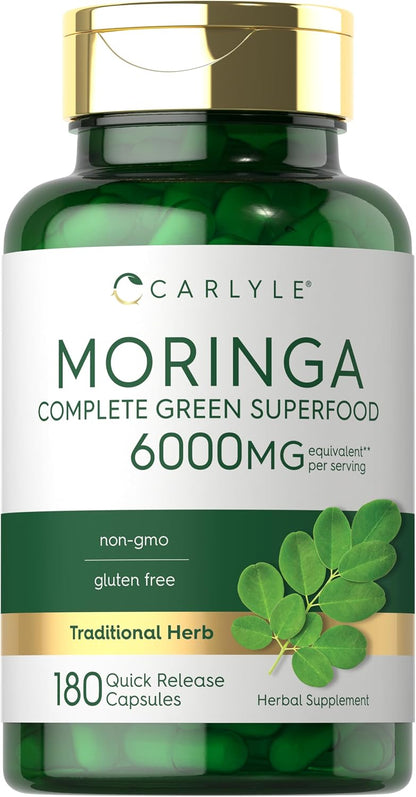 Carlyle Moringa Oleifera Supplement – 180 Capsules, Green Superfood for Women and Men