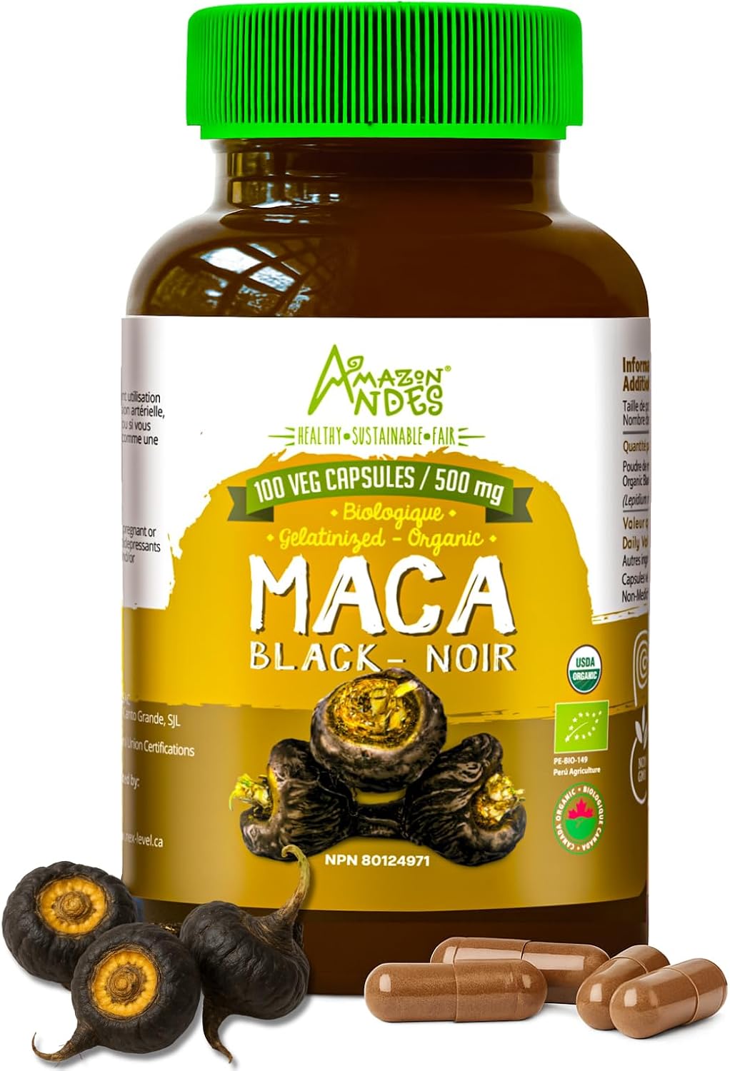 Black Maca Root Capsules – Organic Vegan Supplement for Men's Vitality - görsel 1