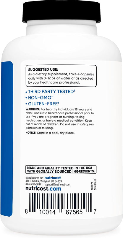 Nutricost Creatine Monohydrate 3,000 mg, 180 Capsules (750 mg Per Capsule) - Gluten-free, Non-GMO