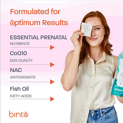 Binto Women’s Fertility Kit – Supports Egg Health & Reproductive Wellness – With CoQ10, NAC & Fish Oil