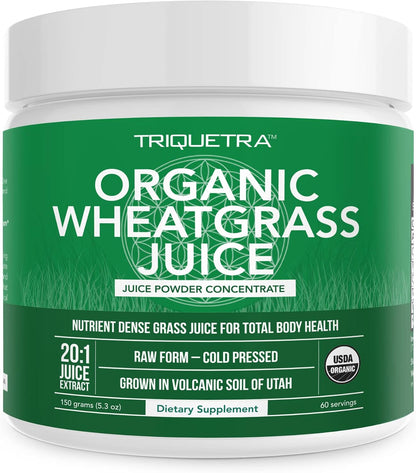 Organic Barley Grass Juice Powder - Grown in Volcanic Soil of Utah - Raw & BioActive Form, Cold-Pressed then CO2 Dried – Gluten-free, GMO free, Vegan - 150 g