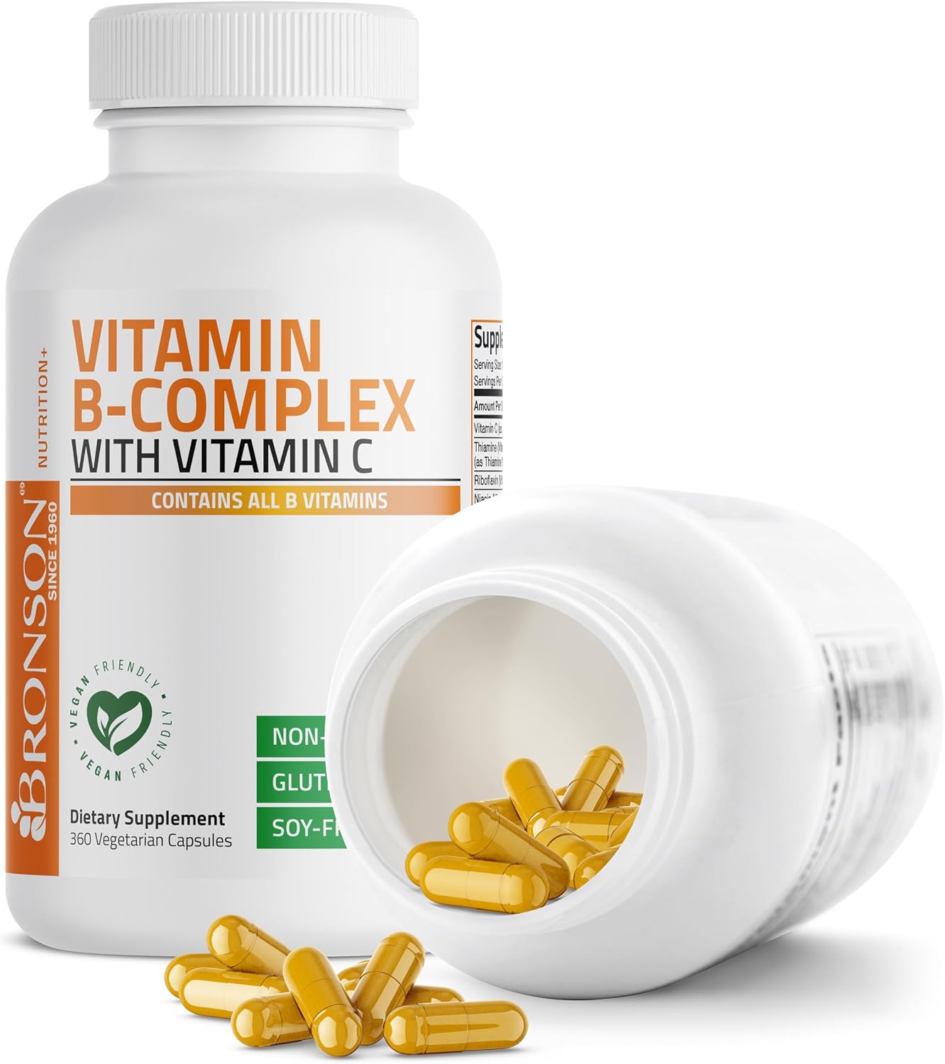 Bronson Vitamin B Complex with Vitamin C - 360 Vegetarian Capsules - görsel 6