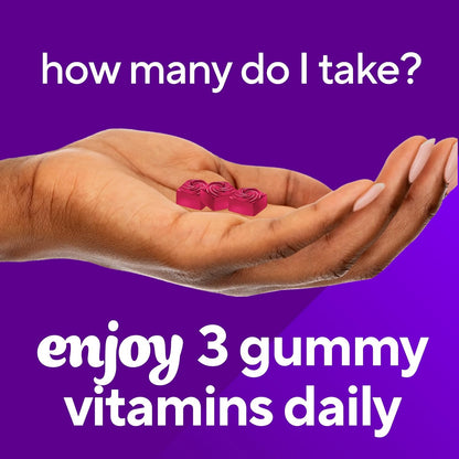 Vitafusion Gorgeous Hair, Skin & Nails Multivitamin Gummy Vitamins with Biotin and Vitamins C & E, Raspberry Flavour, 135 Count