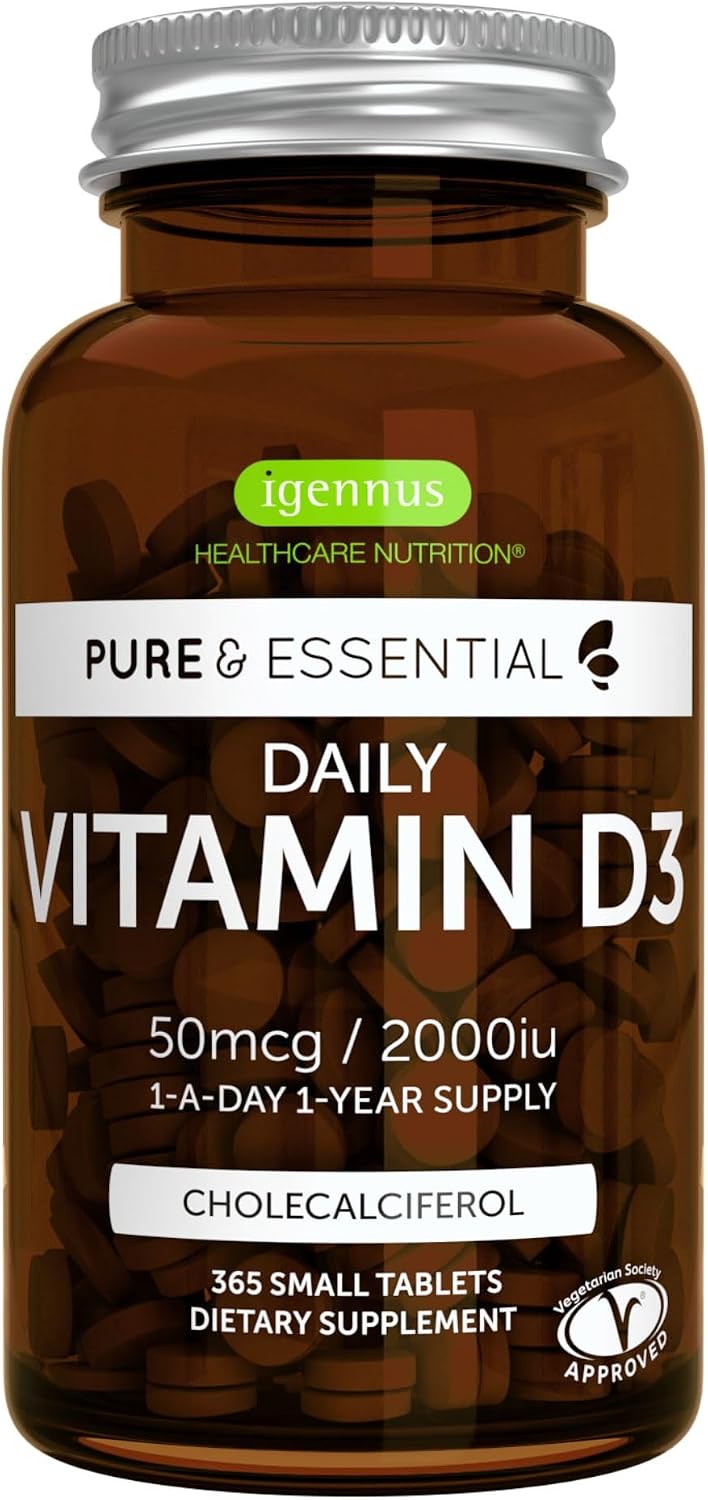 Igennus Daily Vitamin D3 2000 IU - 365 Small Tablets (1-Year Supply), Clean Label, Vegetarian - görsel 1