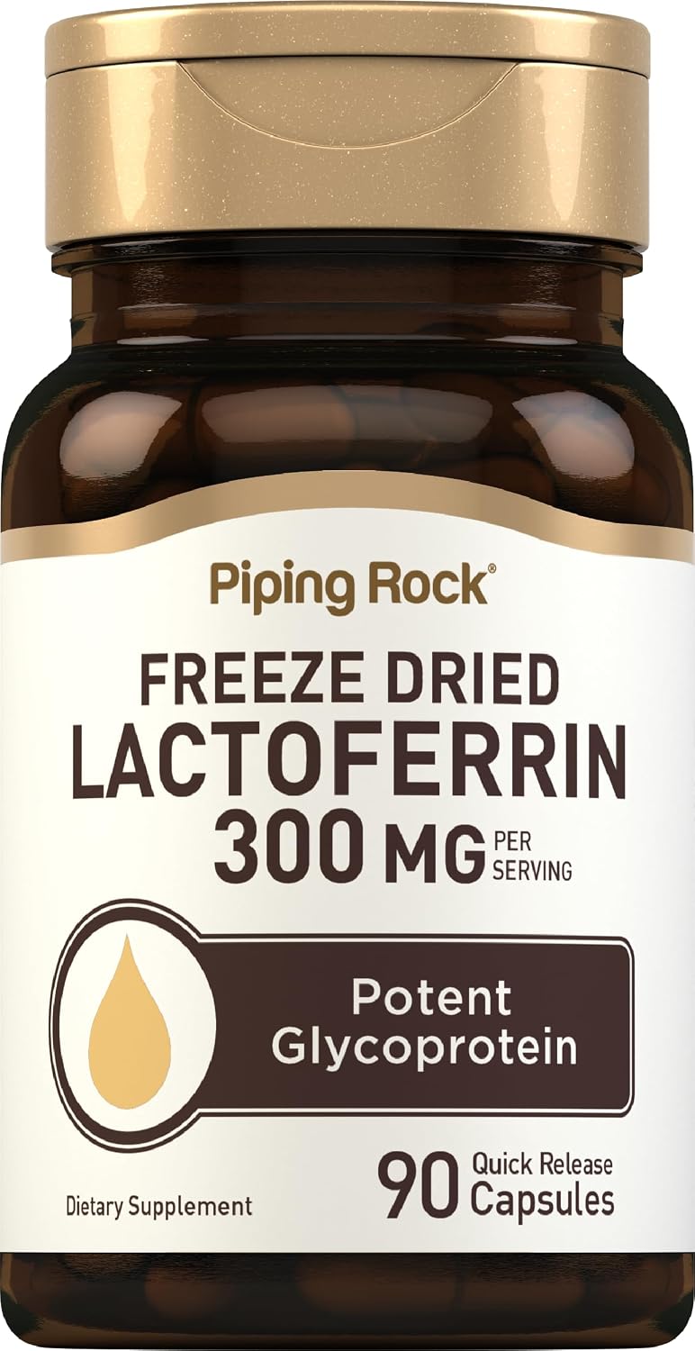 Piping Rock Lactoferrin Supplement | 300mg | 90 Capsules | Freeze Dried Potent Glycoprotein | Non-GMO, Gluten-free - görsel 1